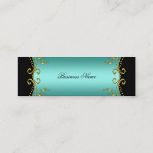 Elegant Elite Classy Teal Blue Black Gold Mini Business Card