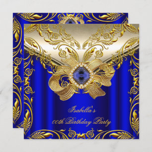 Elegant Elite Royal Blue Gold Birthday Party 2 Invitation