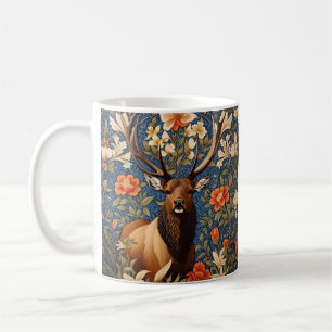 Elegant Elk William Morris Inspired Floral Coffee Mug