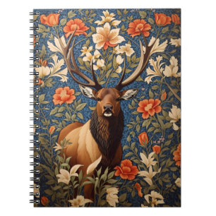 Elegant Elk William Morris Inspired Floral Notebook