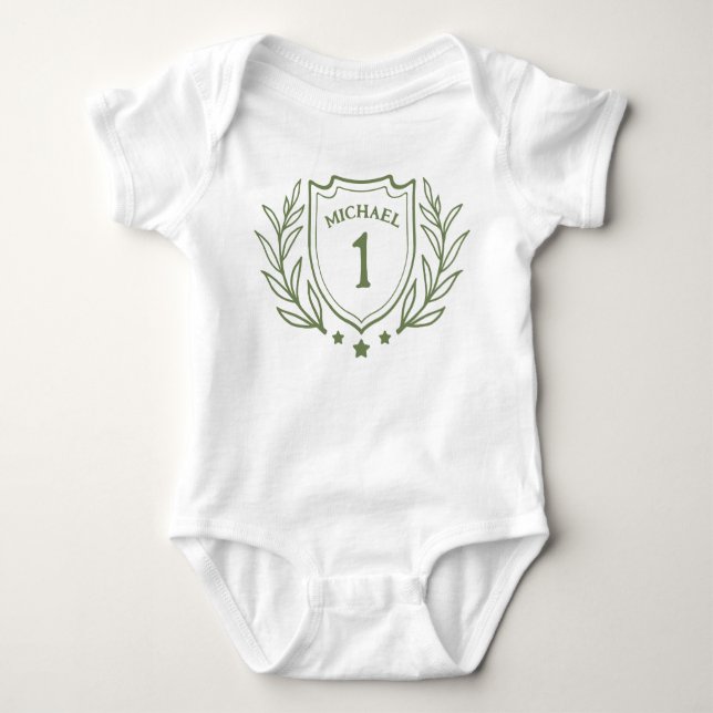 Elegant emblem for 1st Birthday Personalised Baby Baby Bodysuit (Front)