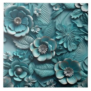 Elegant Embossed 3D Floral Relief Ceramic Tile