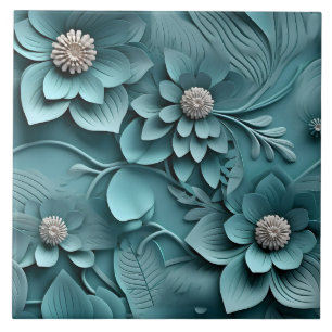 Elegant Embossed 3D Floral Relief Ceramic Tile
