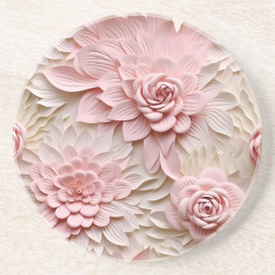 Elegant Embossed 3D Floral Relief Coaster