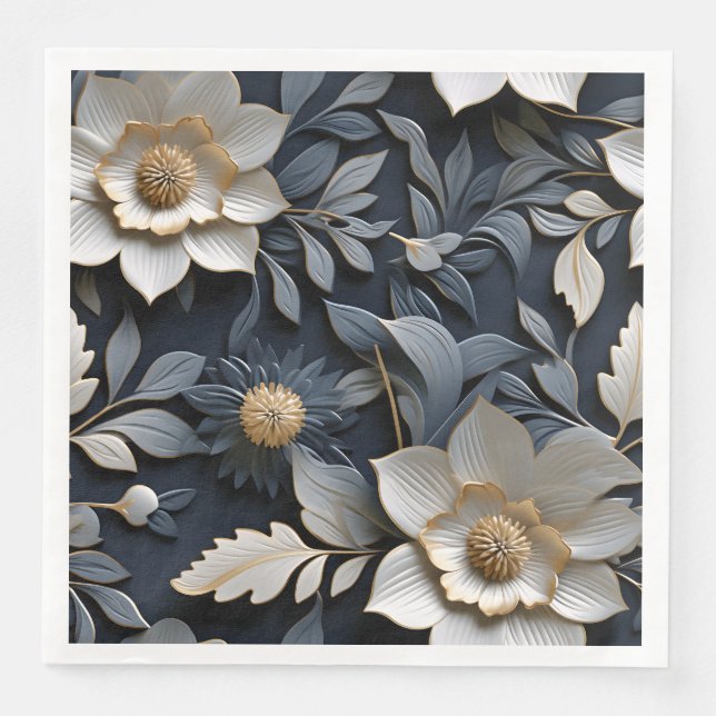 Elegant Embossed 3D Floral Relief Napkin (Front)