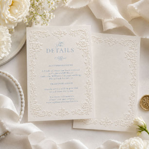 Elegant Embossed Floral Wedding Details Enclosure Card