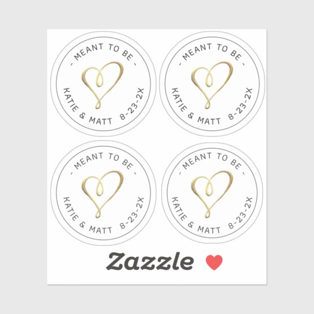 Elegant Embossed Gold Heart Meant to Be Wedding (Sheet)