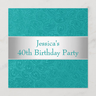 Elegant Embossed Green Blue White Party Invitation