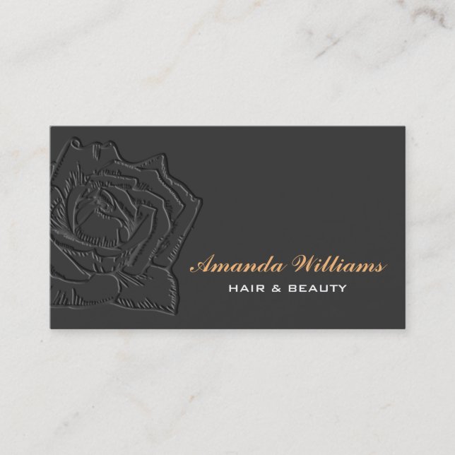 Elegant Embossed Rose Business Card (Front)