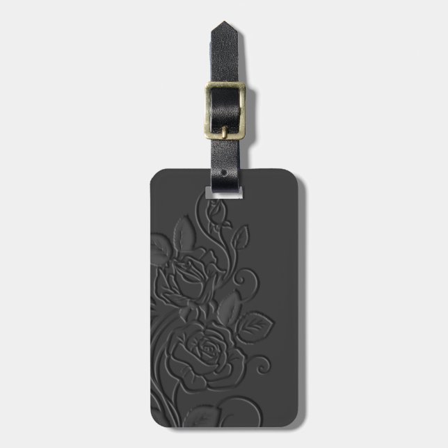 Elegant Embossed Rose Luggage Tag (Front Vertical)