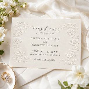 Elegant Embossed Style Vintage Floral Save The Date