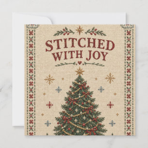 Elegant Embroidered Christmas, Vintage Needlepoint Card