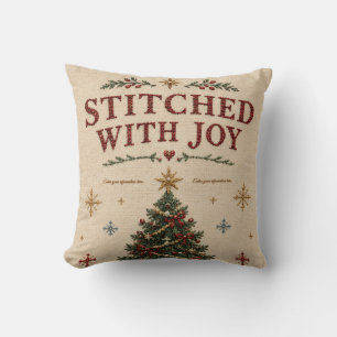 Elegant Embroidered Christmas, Vintage Needlepoint Cushion