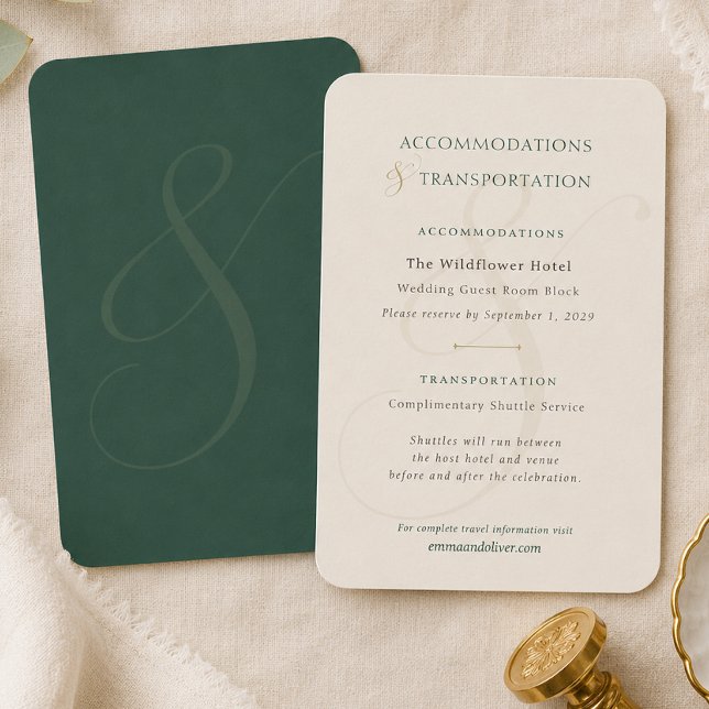 Elegant Emerald Accommodation Wedding Details Enclosure Card (Elegant Emerald Accommodation Wedding Details Enclosure Card)