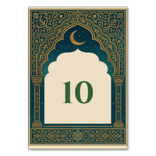 Elegant Emerald and Gold Arch Wedding Table Number