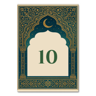 Elegant Emerald and Gold Arch Wedding Table Number
