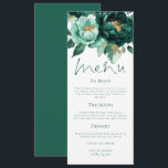 Elegant Emerald and Gold Florals Wedding Menu Card<br><div class="desc">Elegant Emerald and Gold Florals Wedding Menu Card. Available digitally and printed. Beautiful flowers border the top,  with an elegant script for Menu and easy to personalise the rest of the text to your requirements.</div>