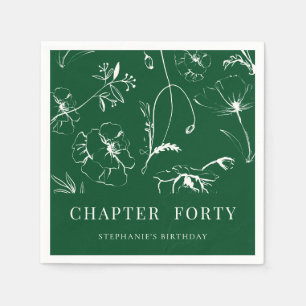 Elegant Emerald and Ivory Chapter 40th Birthday Napkin