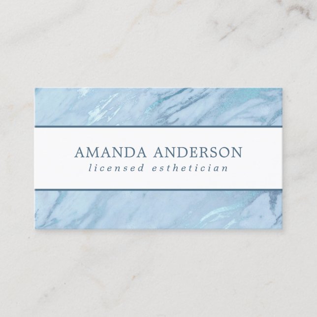 Elegant Emerald Blue Marble | Business Card (Front)