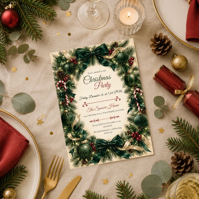 Elegant Emerald Christmas Party Invitation (Creator Uploaded)