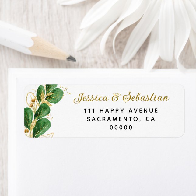 Elegant Emerald Eucalyptus Greenery Return Address Label (Insitu)