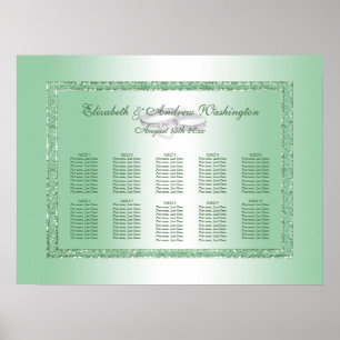 Elegant Emerald Glitter & Silver Wedding Rings Poster