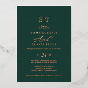 Elegant Emerald & Gold Foil Monogram Wedding 