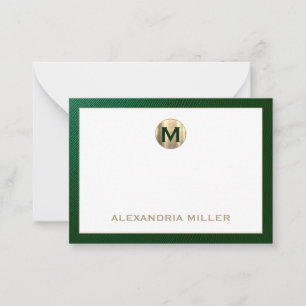 Elegant Emerald Gold Monogram Card