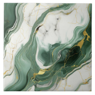 Elegant Emerald & Gold Vein Tile