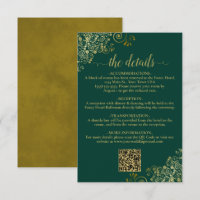 Elegant Emerald & Gold Wedding QR Code Details