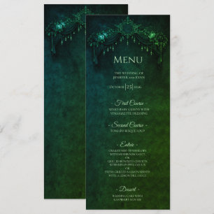 Elegant emerald Gothic Halloween Wedding Menu