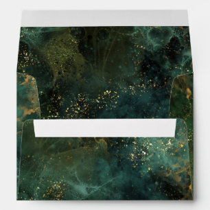 Elegant Emerald Green and Gold Flecks Wedding Envelope