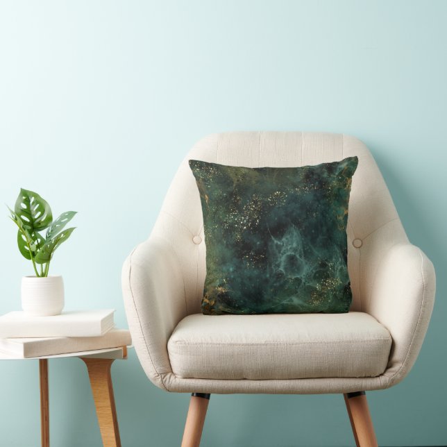 Elegant Emerald Green And Gold Glitter Throw Pillo Cushion (Chair)