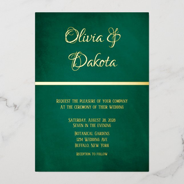 Elegant Emerald Green And Gold Wedding (Front)
