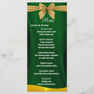 Elegant emerald Green and goldWedding Dinner Menu