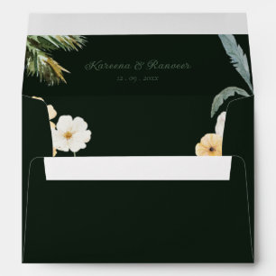 Elegant Emerald Green and Greenery Indian Wedding Envelope
