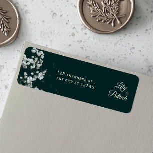 Elegant Emerald Green baby's breath  Return Address Label