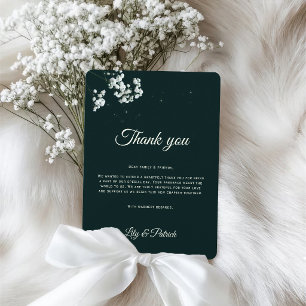 Elegant Emerald Green baby's breath Thank You Card