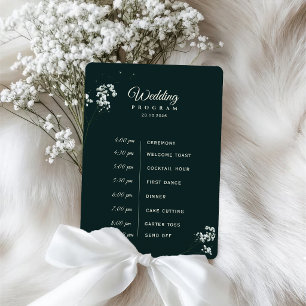 Elegant Emerald Green baby's breath Wedding Program