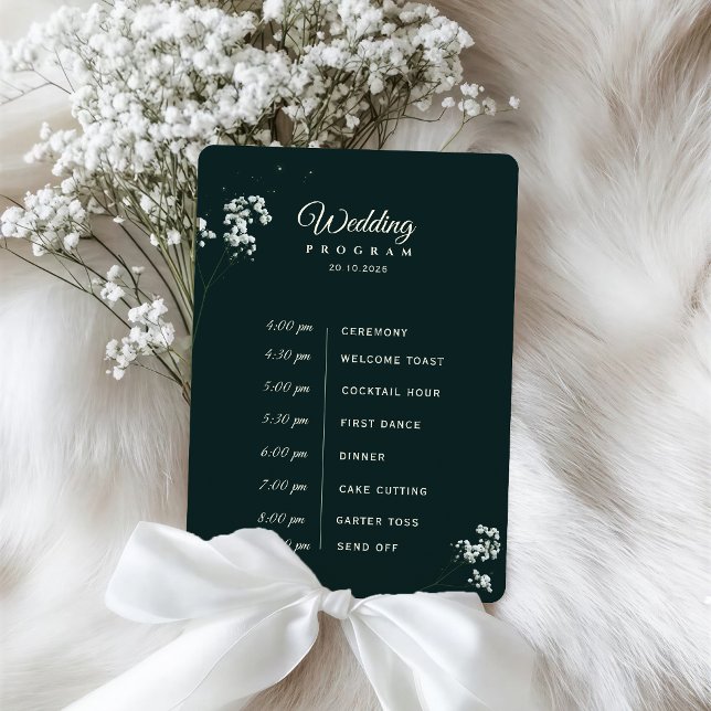 Elegant Emerald Green baby's breath Wedding Program (Creator Uploaded)