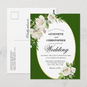 Elegant Emerald Green Boho Floral Wedding Postcard