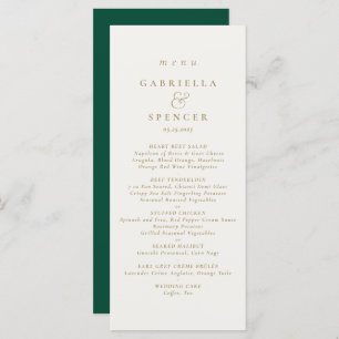 Elegant Emerald Green Cream Gold Wedding Menu