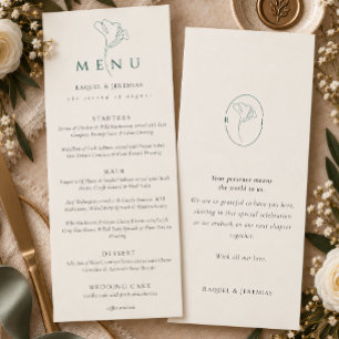 Elegant Emerald Green Double Side Wedding Menu