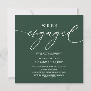 Elegant Emerald Green Engagement Party Square Invitation