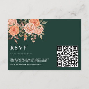 Elegant Emerald Green Floral Fall Wedding Welcome  Enclosure Card