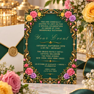 Elegant Emerald Green Floral Invitation