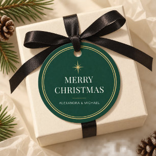 Elegant Emerald Green & Gold Christmas  Favour Tags