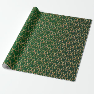 Elegant Emerald Green Gold Christmas Ornament Gift Wrapping Paper