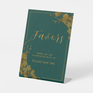 Elegant Emerald Green & Gold Floral Favour Sign