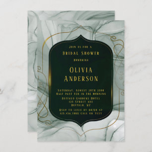 Elegant Emerald Green Gold Frame Bridal Shower Invitation